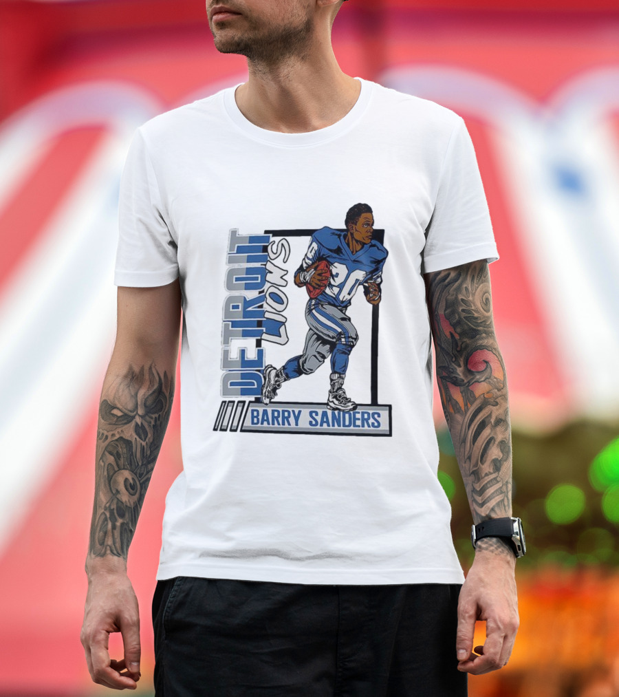 Barry Sanders Detroit Lions 20 Football Caricature T-Shirt