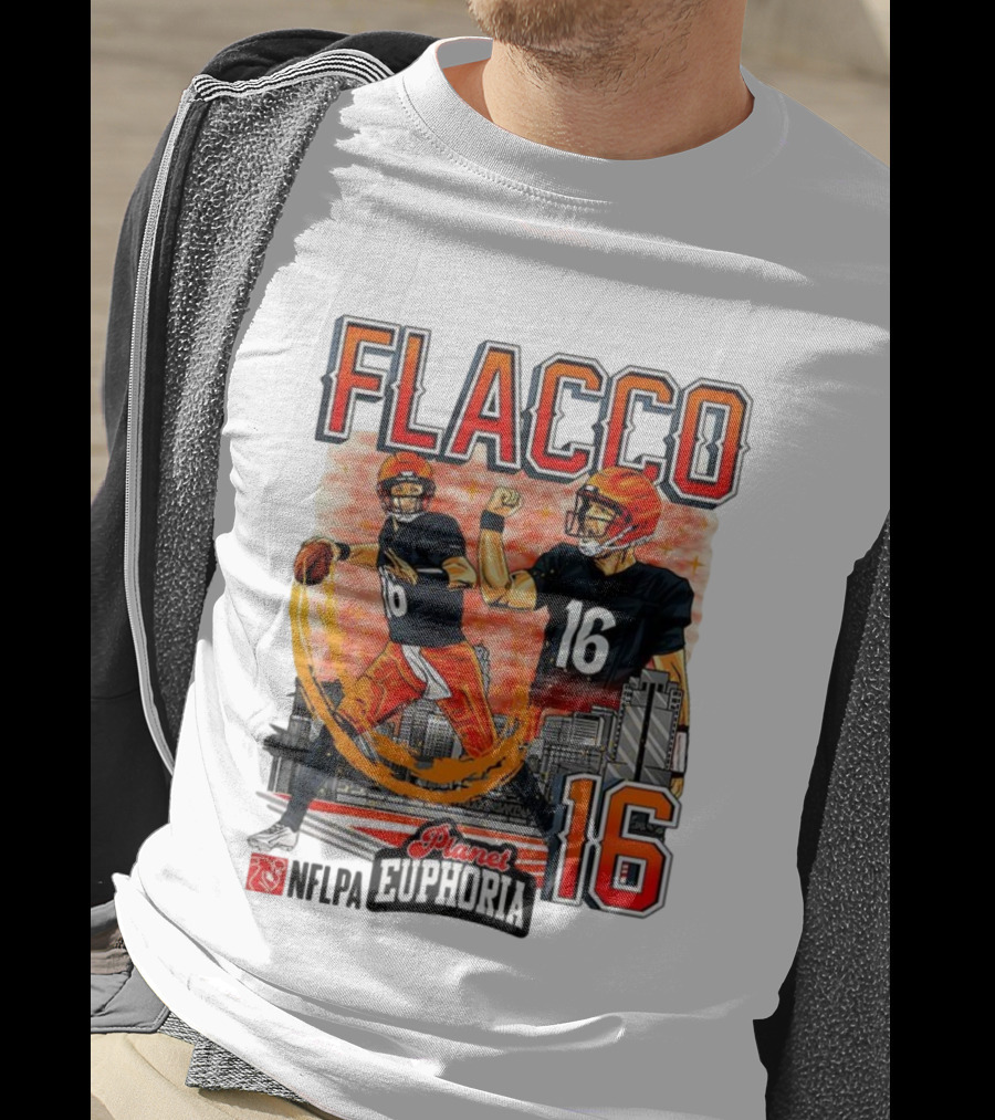 Joe Flacco Cincinnati Bengals Number 16 Planet Euphoria Skyline NFLPA T-Shirt