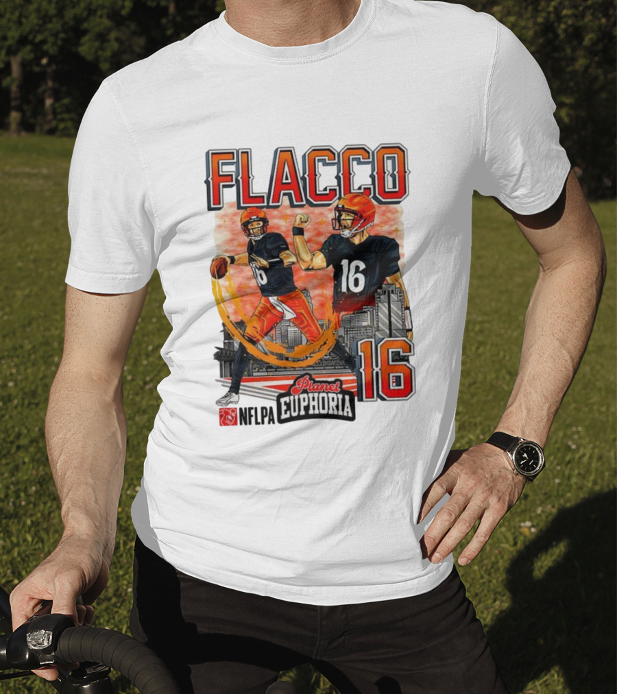 Joe Flacco Cincinnati Bengals Number 16 Planet Euphoria Skyline NFLPA T-Shirt