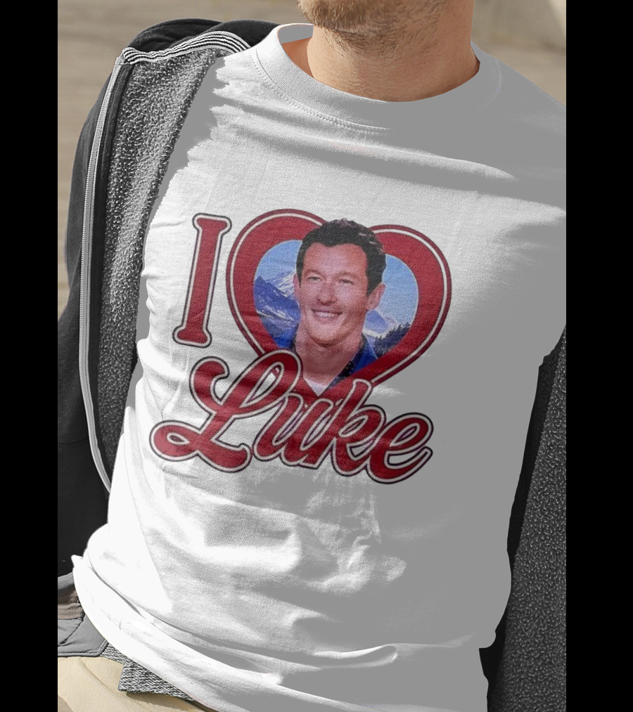 I Love Luke Heart Photo Mountain Background T-Shirt
