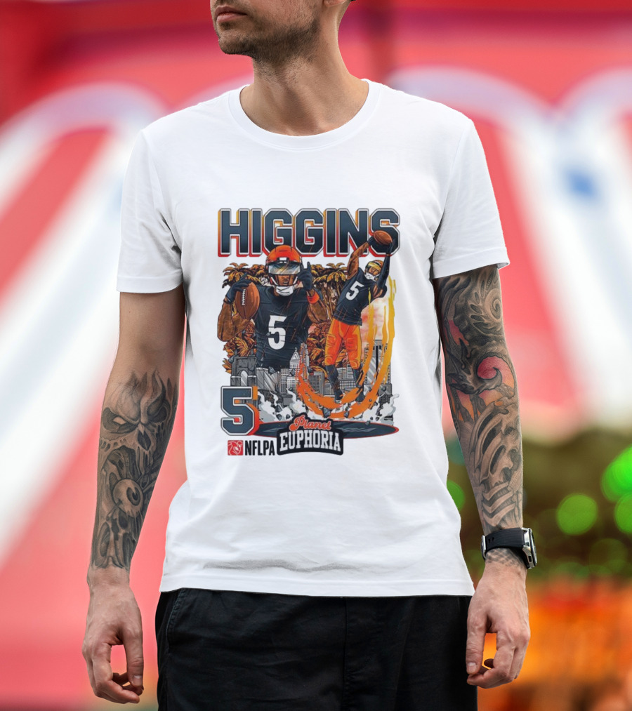 Higgins Cincinnati Number 5 Planet Euphoria Skyline Football T-Shirt