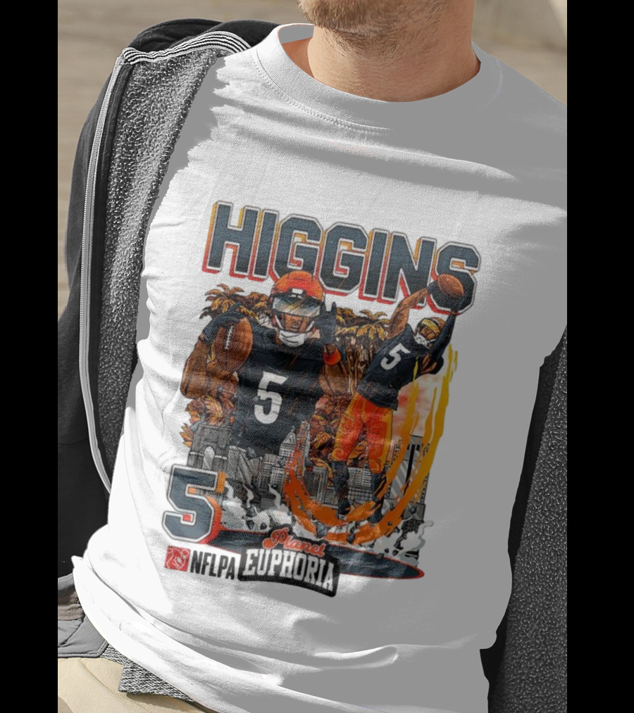 Higgins Cincinnati Number 5 Planet Euphoria Skyline Football T-Shirt