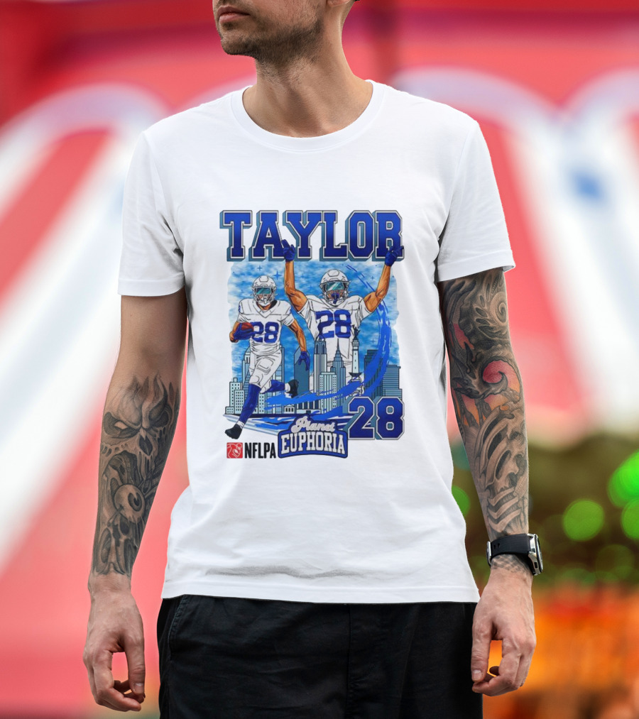 Taylor Indianapolis Planet Euphoria NFLPA Number 28 Skyline T-Shirt