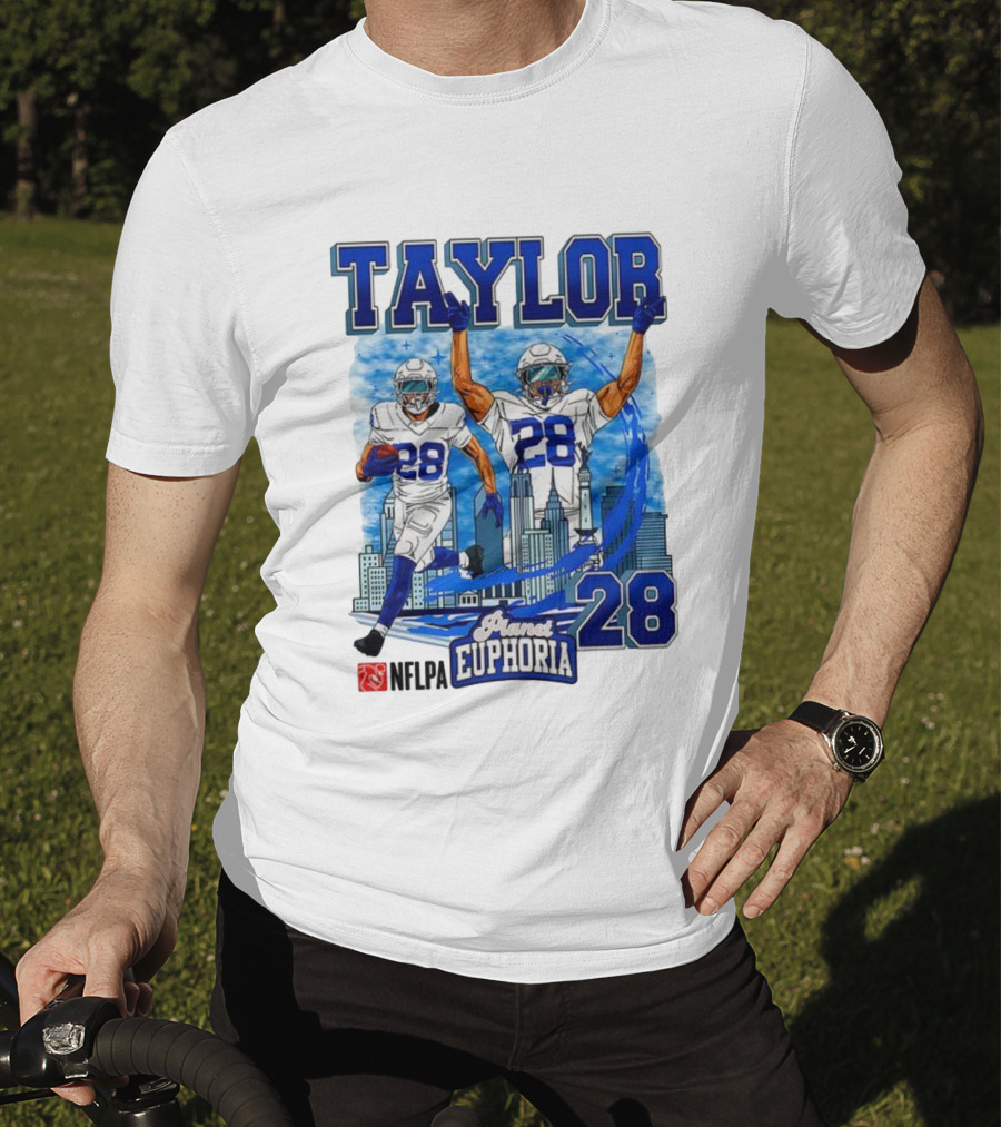 Taylor Indianapolis Planet Euphoria NFLPA Number 28 Skyline T-Shirt