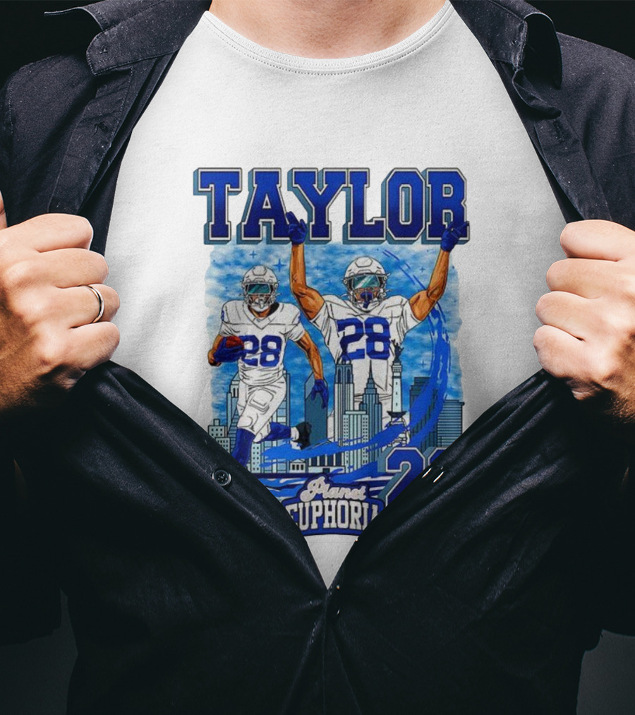 Taylor Indianapolis Planet Euphoria NFLPA Number 28 Skyline T-Shirt