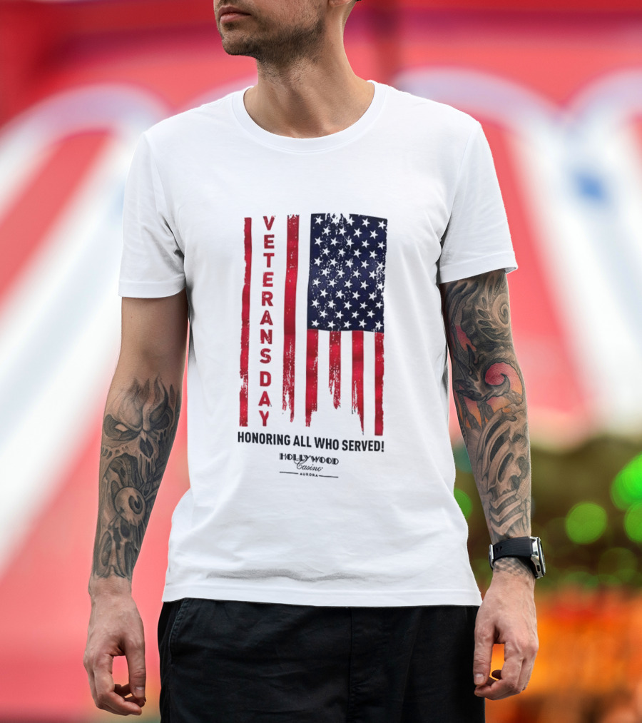 Veterans Day Honoring All Who Served Hollywood Flag Stars And Stripes T-Shirt