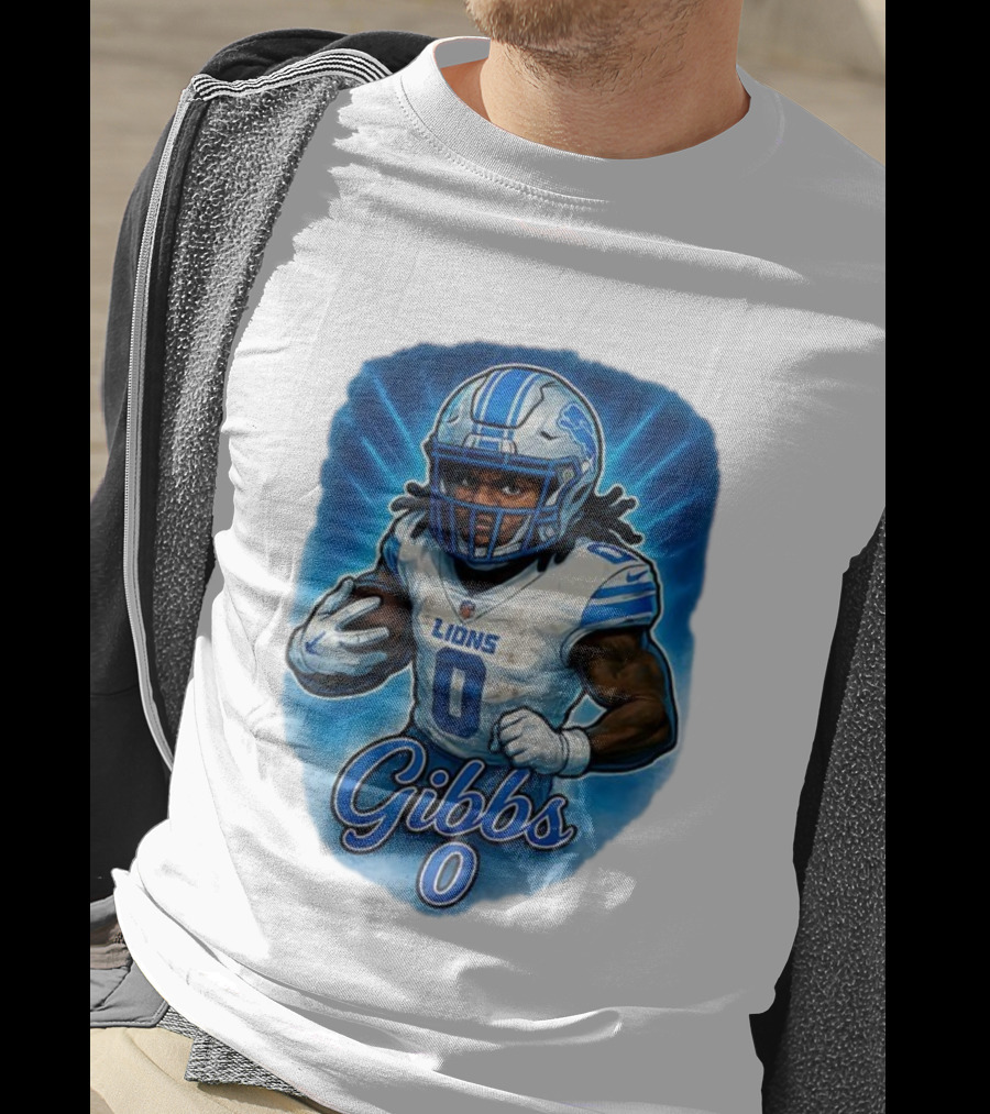 Gibbs Detroit Lions Number 0 Football Caricature T-Shirt