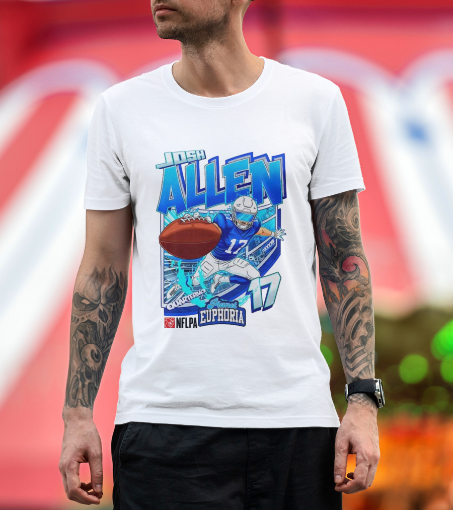 Josh Allen NFLPA Planet Euphoria Quarterback 17 Football Cartoon Gooooo T-Shirt