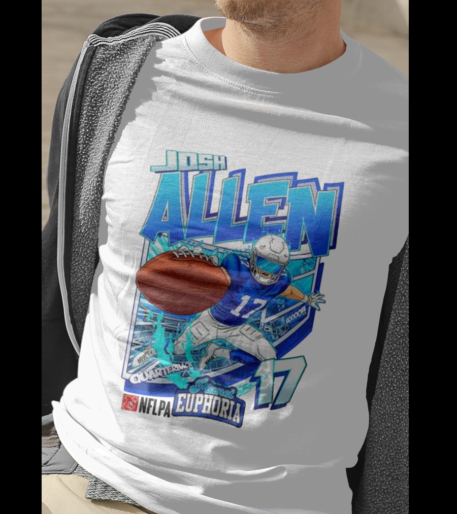 Josh Allen NFLPA Planet Euphoria Quarterback 17 Football Cartoon Gooooo T-Shirt
