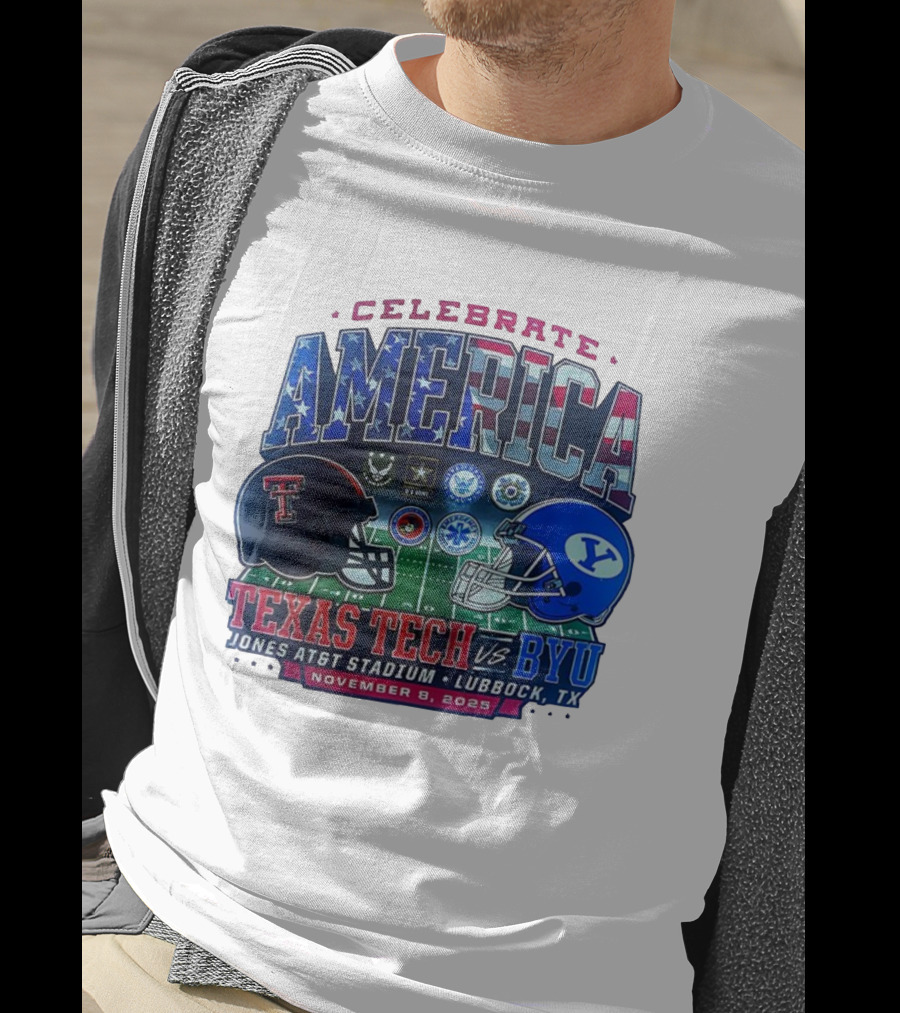 Texas Tech Vs BYU Celebrate America November 8 2025 Jones AT&T Stadium Lubbock T-Shirt
