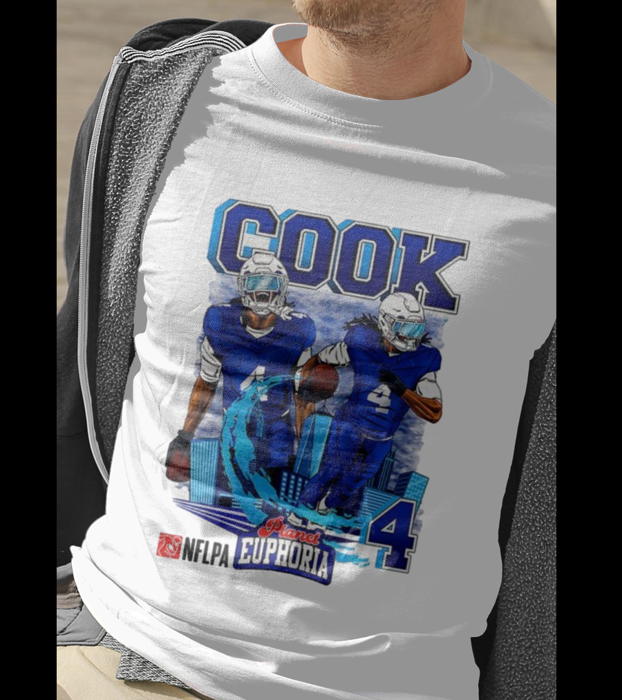 COOK NFLPA Planet Euphoria Number 4 Football Cartoon Skyline T-Shirt