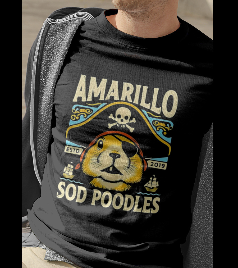 Amarillo Sod Poodles Pirate Prairie Dog Estd 2019 T-Shirt