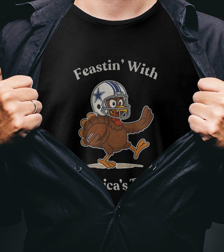 Feastin’ With America's Team Dallas Cowboys Thanksgiving Football Turkey T-Shirt