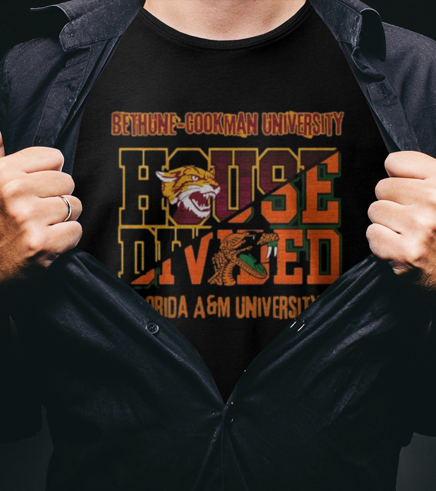 Bethune-Cookman University Wildcats Vs Florida A&M University Rattlers House Divided T-Shirt