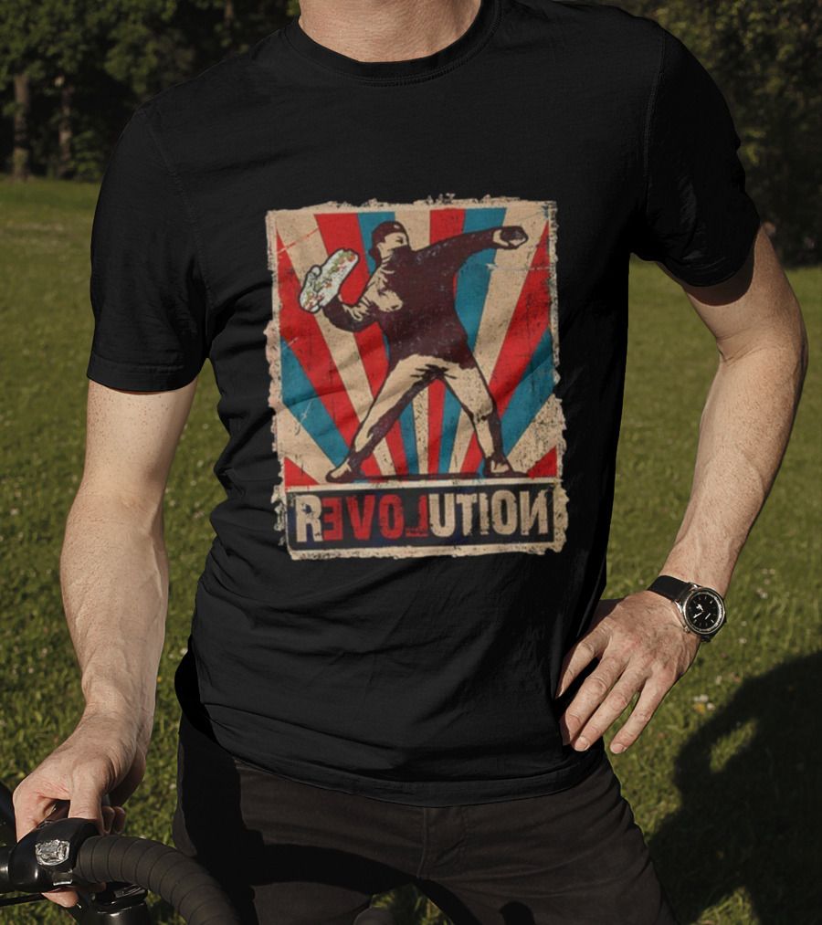 Sandwich Guy Revolution Retro Throwing Graphic T-Shirt