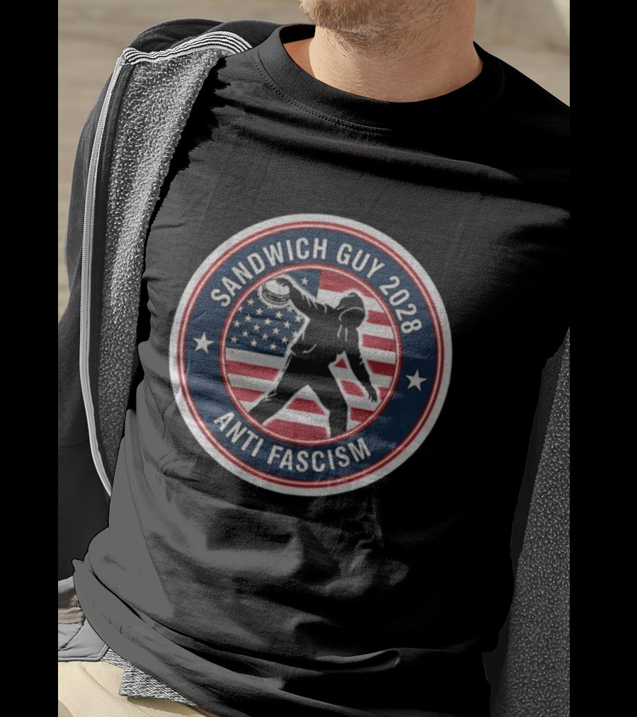 Sandwich Guy 2028 Anti Fascism American Flag T-Shirt