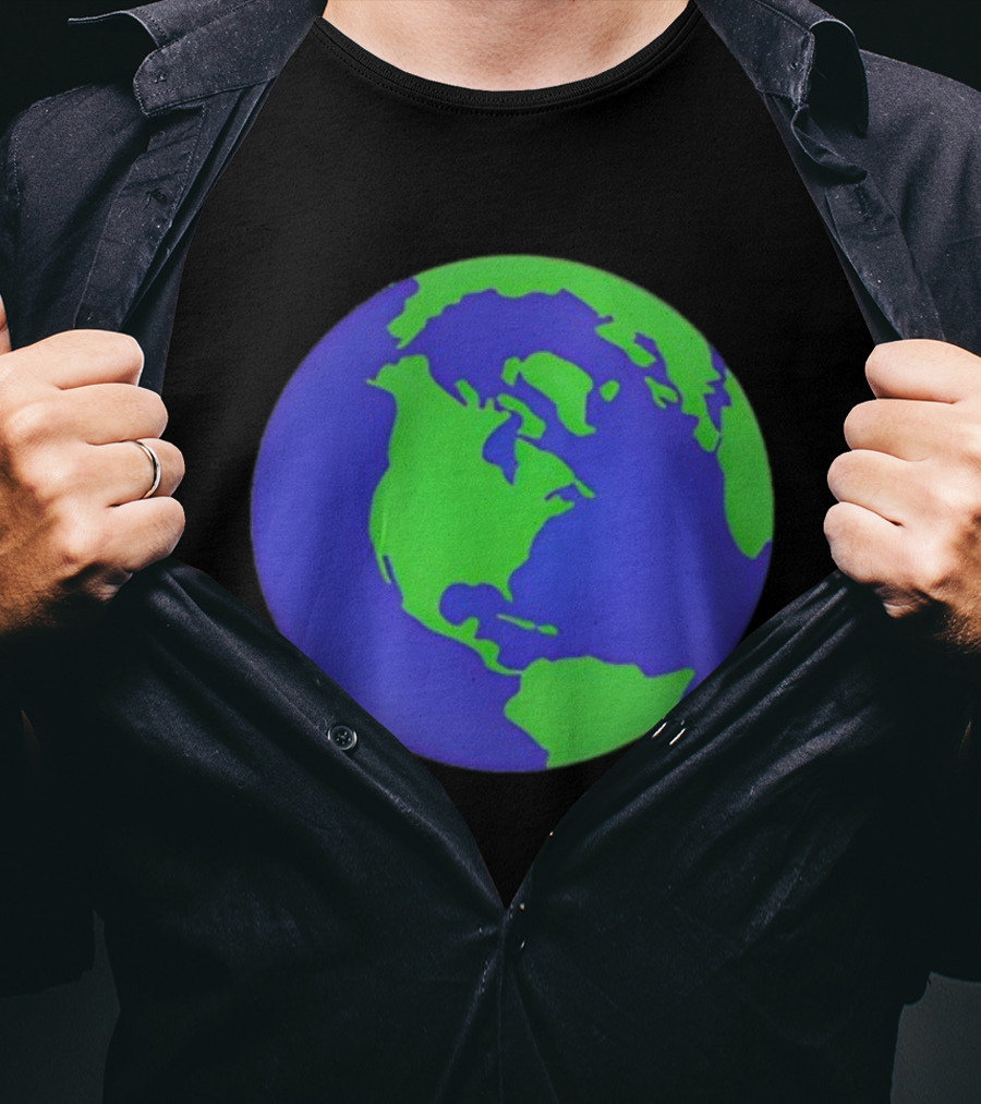 The Office Earth Globe Blue Green Map Design T-Shirt