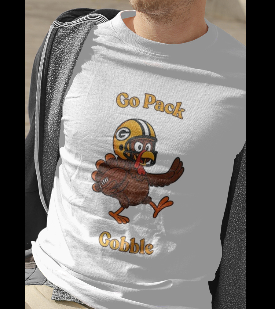 Go Pack Gobble Green Bay Packers Thanksgiving Football Turkey T-Shirt