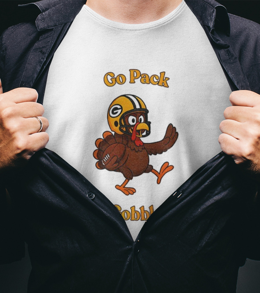 Go Pack Gobble Green Bay Packers Thanksgiving Football Turkey T-Shirt