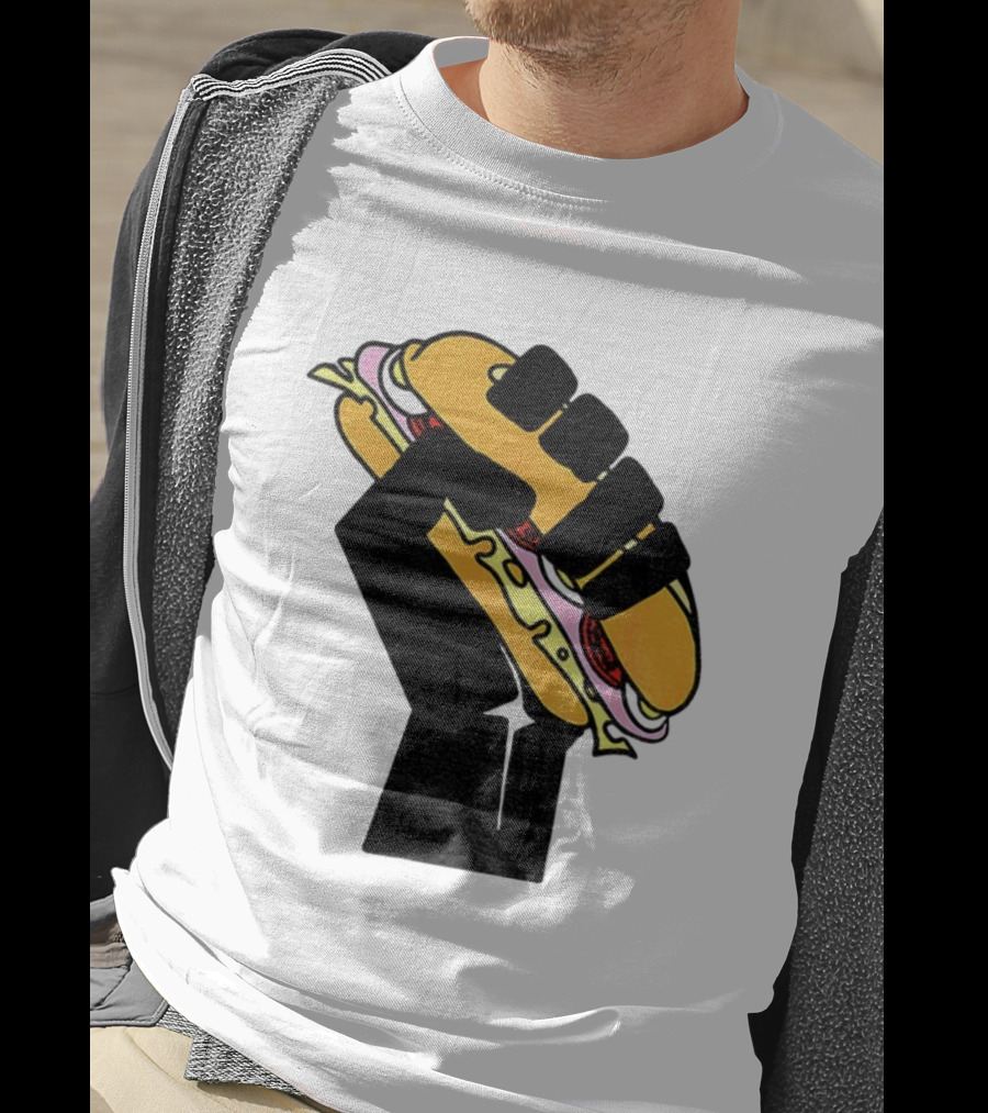 Hoagie Sandwich Guy Black Fist Resist Fascism Anti Trump Iconic Symbol T-Shirt