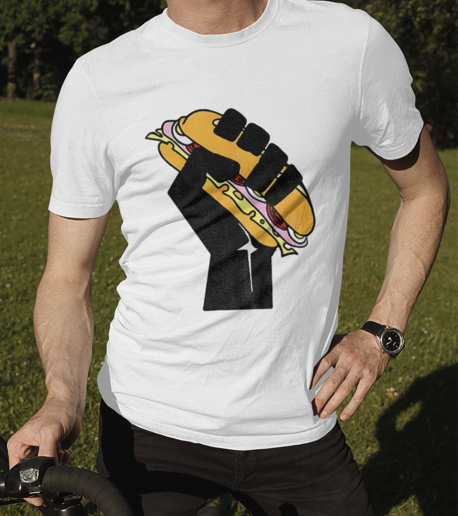Hoagie Sandwich Guy Black Fist Resist Fascism Anti Trump Iconic Symbol T-Shirt