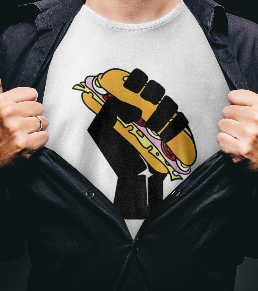 Hoagie Sandwich Guy Black Fist Resist Fascism Anti Trump Iconic Symbol T-Shirt