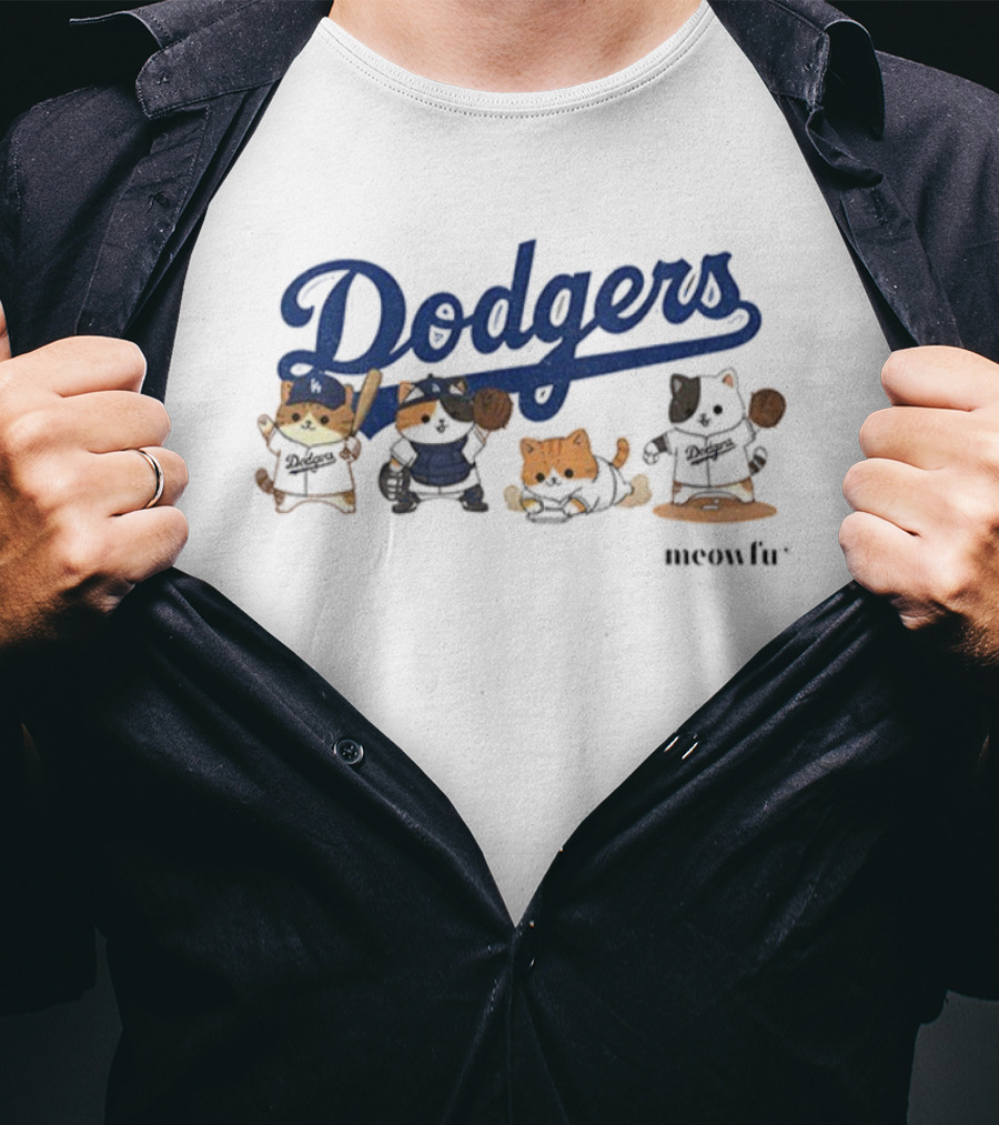 Dodgers Meowfu Dodgers Cats Baseball Team T-Shirt