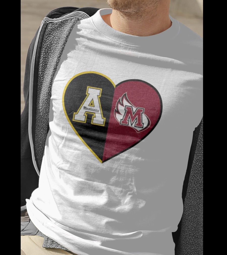 Appalachian State Mountaineers Meredith College Angels Split Heart Personalized T-Shirt