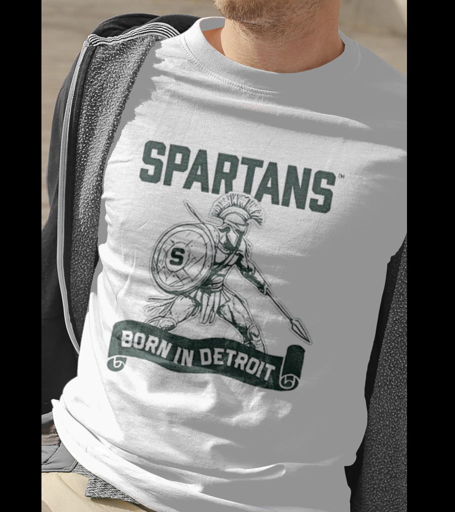 Spartans Warrior Emblem Born In Detroit T-Shirt