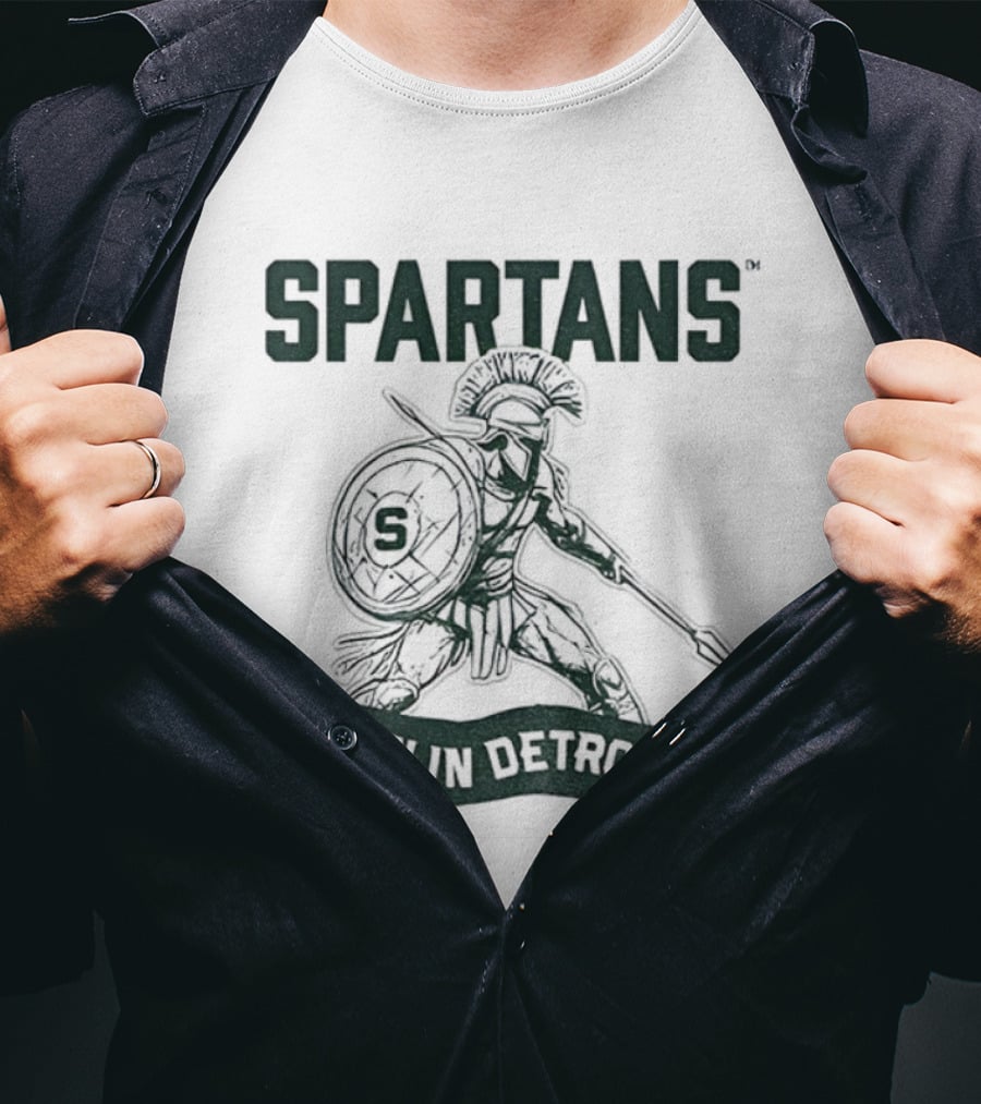 Spartans Warrior Emblem Born In Detroit T-Shirt