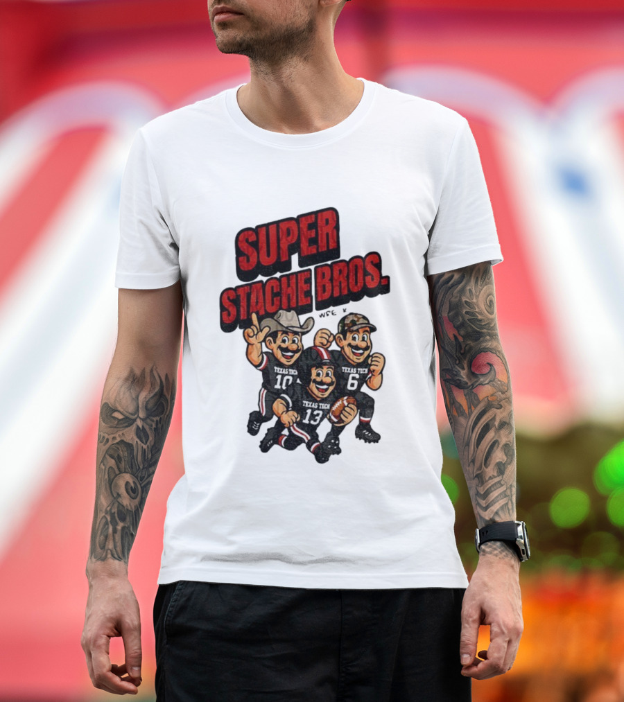 Texas Tech Red Raiders Super Stache Bros Cartoon Football Game Day T-Shirt