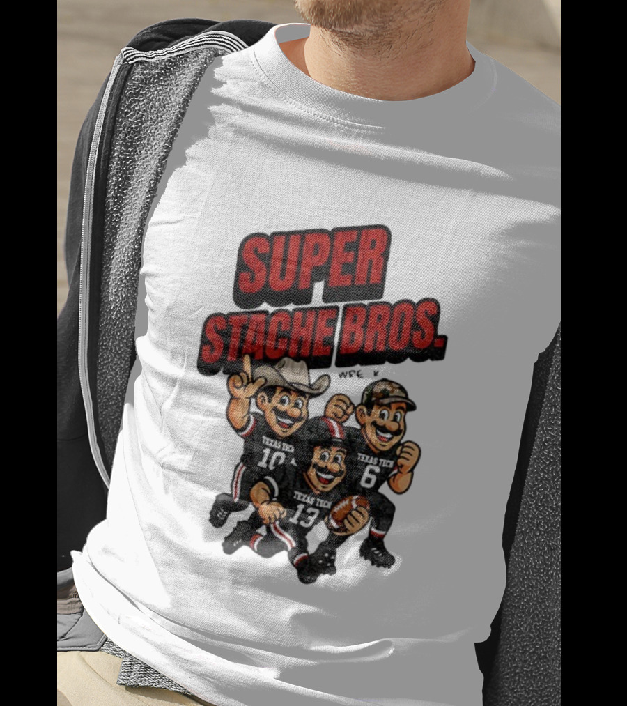 Texas Tech Red Raiders Super Stache Bros Cartoon Football Game Day T-Shirt