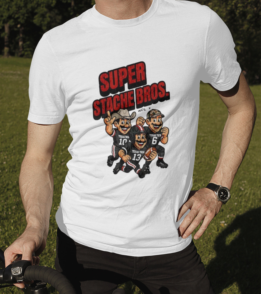Texas Tech Red Raiders Super Stache Bros Cartoon Football Game Day T-Shirt