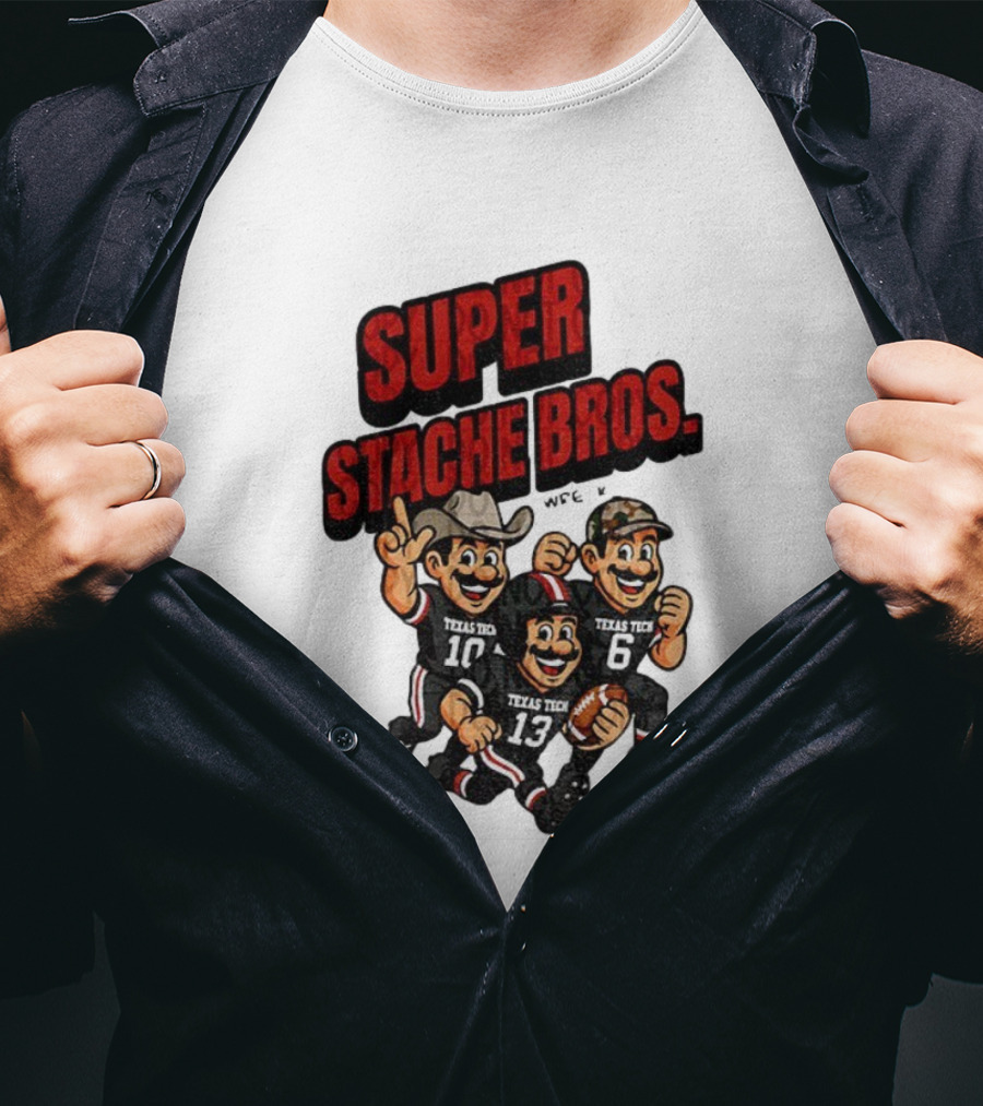 Texas Tech Red Raiders Super Stache Bros Cartoon Football Game Day T-Shirt