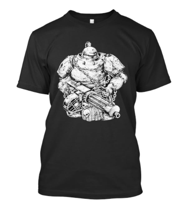 Armored Infantry Mechanical Warrior Skull Cannon Chains T-Shirt