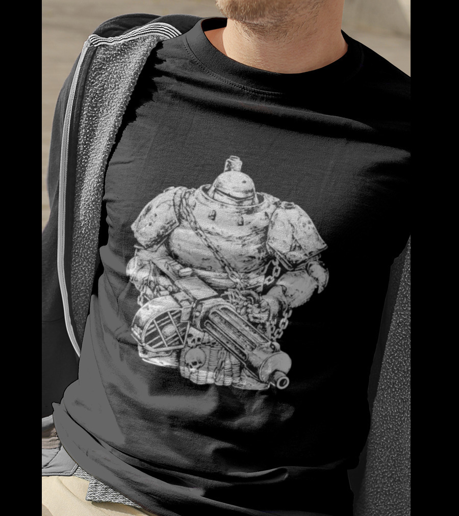 Armored Infantry Mechanical Warrior Skull Cannon Chains T-Shirt