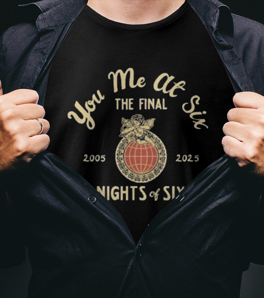 You Me At Six The Final Nights Of Six 2005-2025 Globe Angel T-Shirt