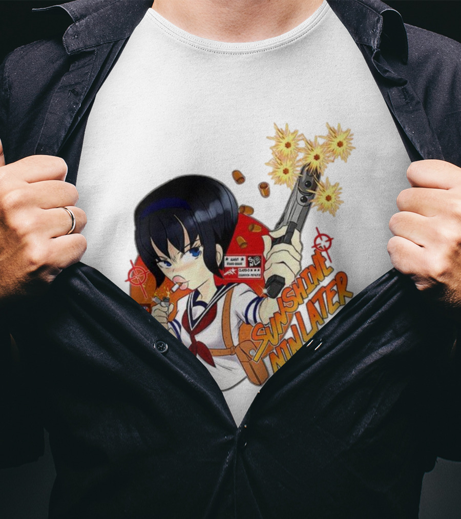 Sunshine Nin Later Anime Character Smoking Gun Action Scene T-Shirt