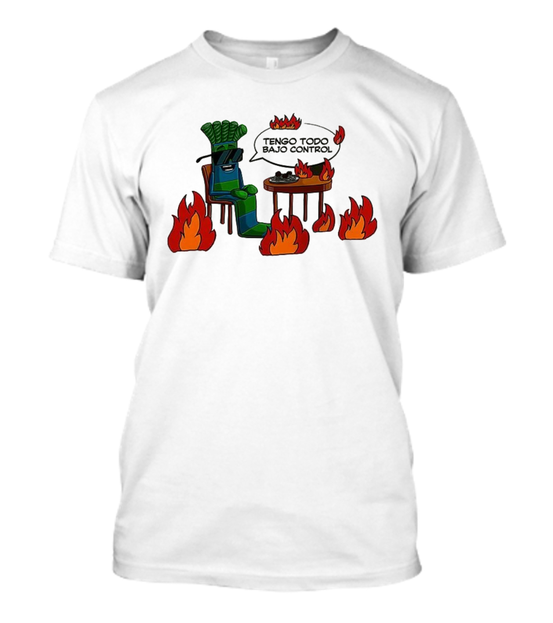 Tengo Todo Bajo Control Chair Surrounded By Flames T-Shirt