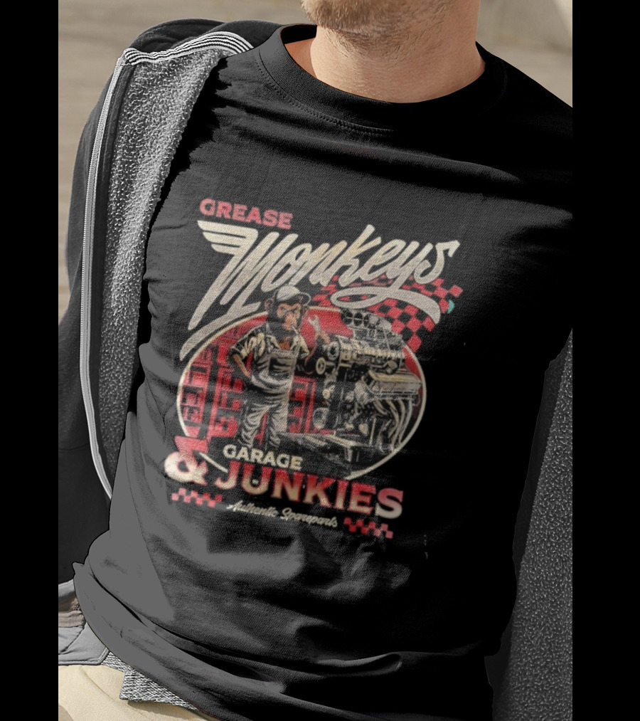 Grease Monkey Garage Junkies Authentic Squarepants Mechanics Engine Repair T-Shirt