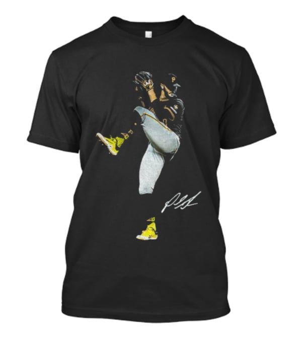 Paul Skenes Pittsburgh Pirates Pitching Action MLB Baseball Player Signature T-Shirt