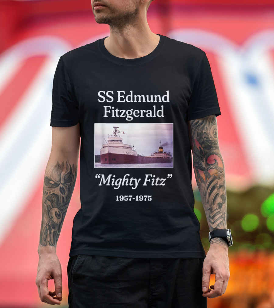 SS Edmund Fitzgerald Mighty Fitz 1957 1975 Ship Image T-Shirt