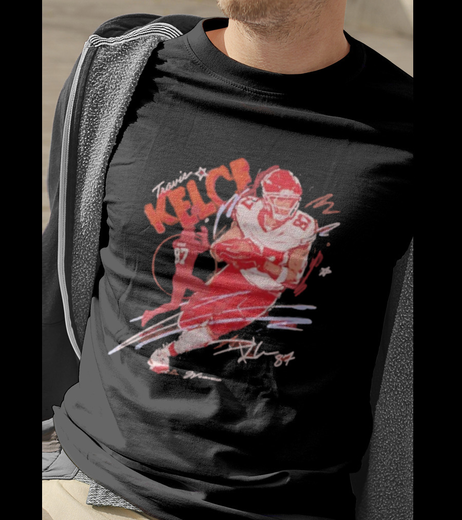 Travis Kelce Kansas City Chiefs 87 Scribble Signature T-Shirt