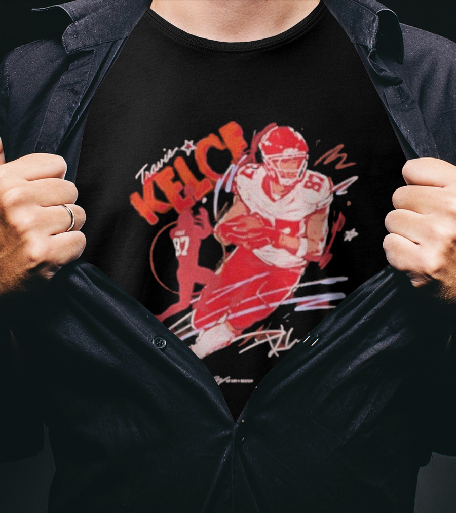 Travis Kelce Kansas City Chiefs 87 Scribble Signature T-Shirt