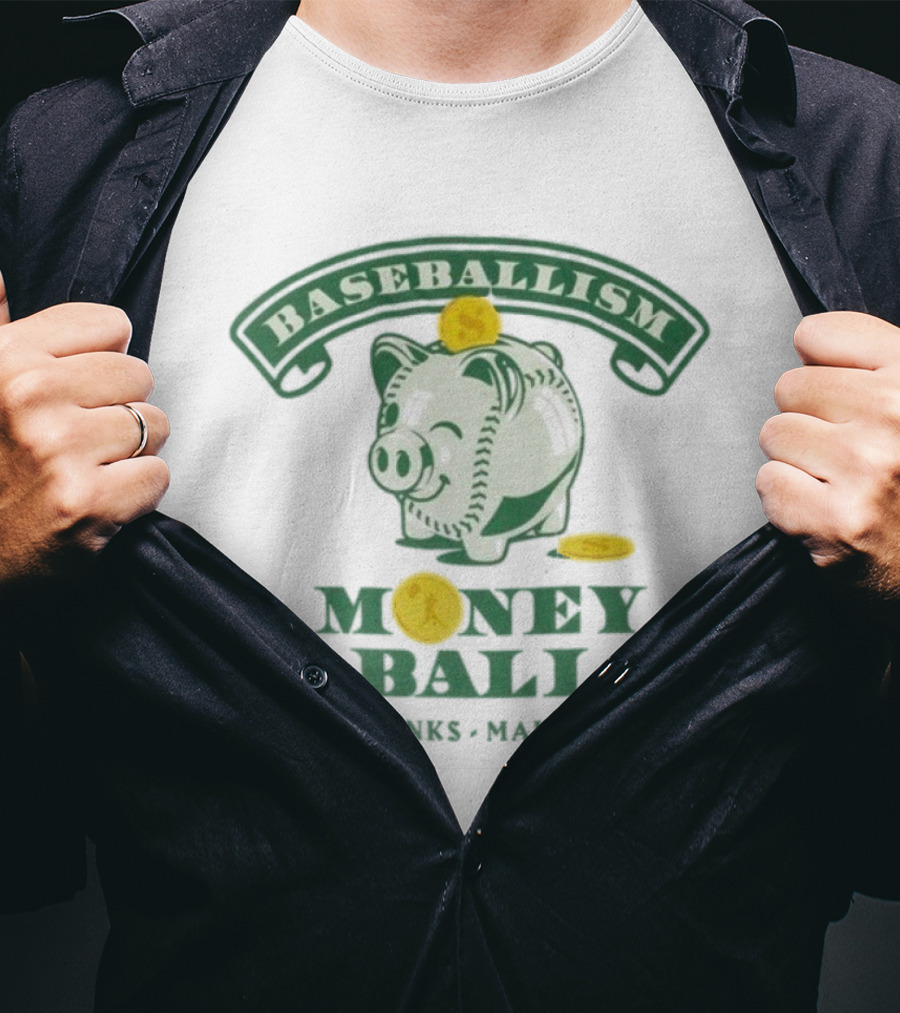 Baseballism Money Ball Hit Tanks Make Bank Piggy Bank T-Shirt