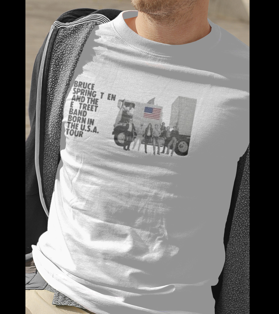 Bruce Springsteen & The E Street Band Born In The U.S.A. Tour 2025 American Flag Truck Image T-Shirt