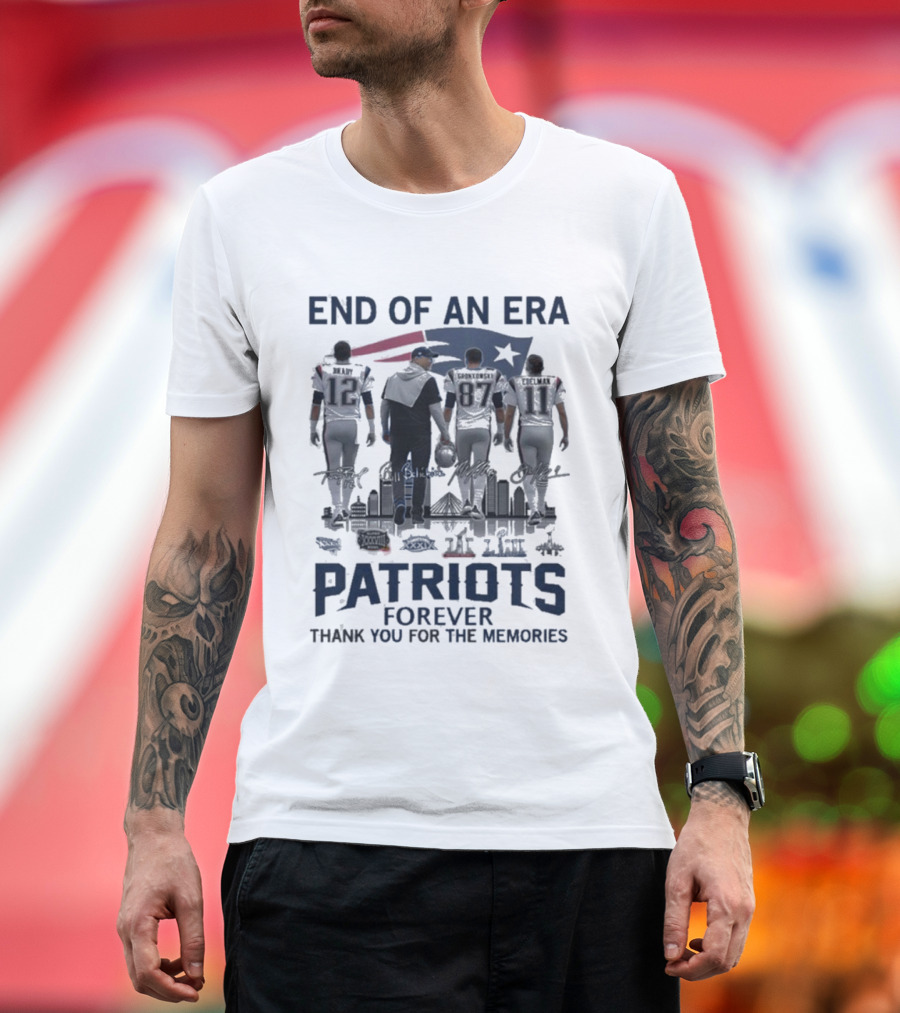 End Of An Era New England Patriots Forever Thank You For The Memories Signatures 12 87 11 T-Shirt
