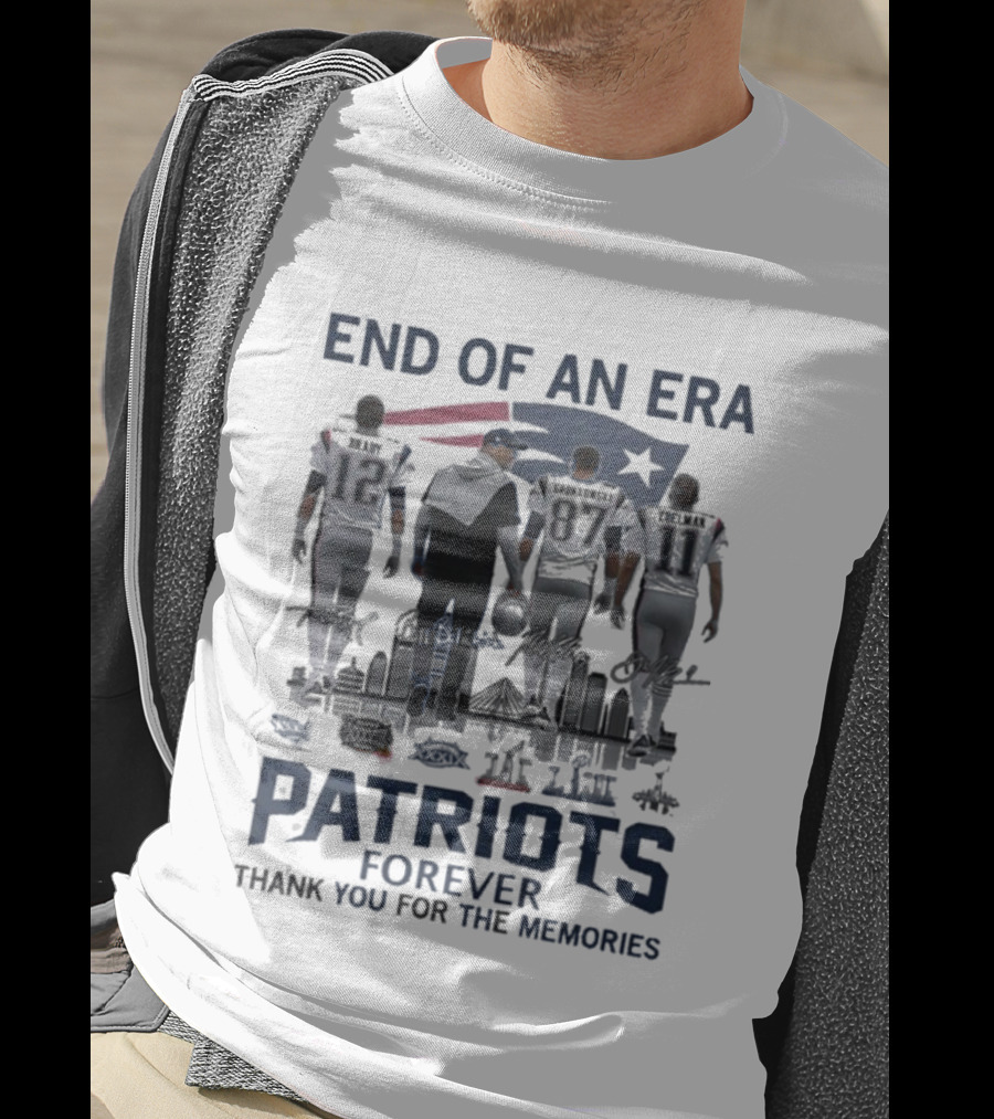 End Of An Era New England Patriots Forever Thank You For The Memories Signatures 12 87 11 T-Shirt