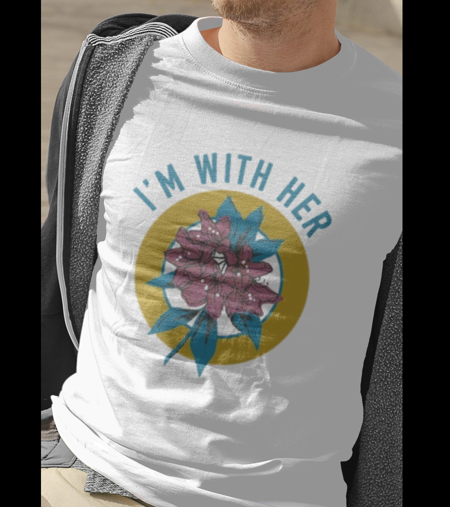 I’m With Her Rhododendron Flower Circle Design T-Shirt