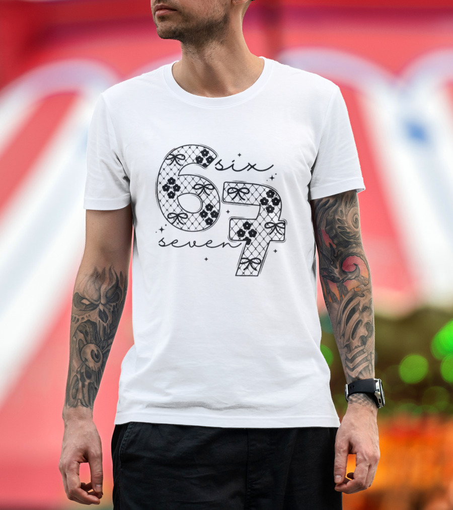 Lace Six Seven Viral 67 Intricate Floral Pattern T-Shirt